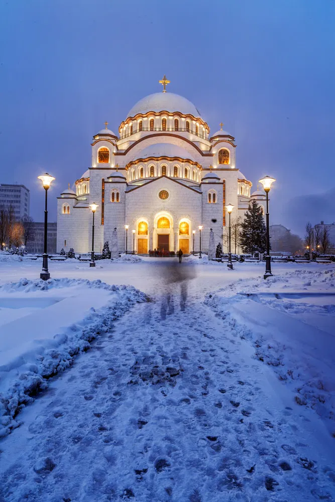 Saint Sava temple in winter, Belgrade Serbia