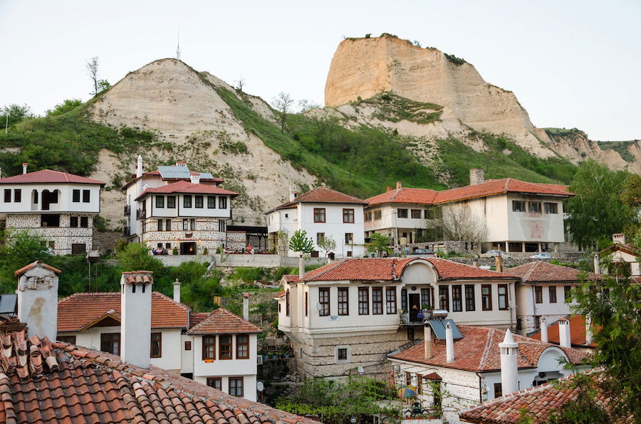 Small Towns Bulgaria - Aerial view of Melnik traditional architecture, Bulgaria